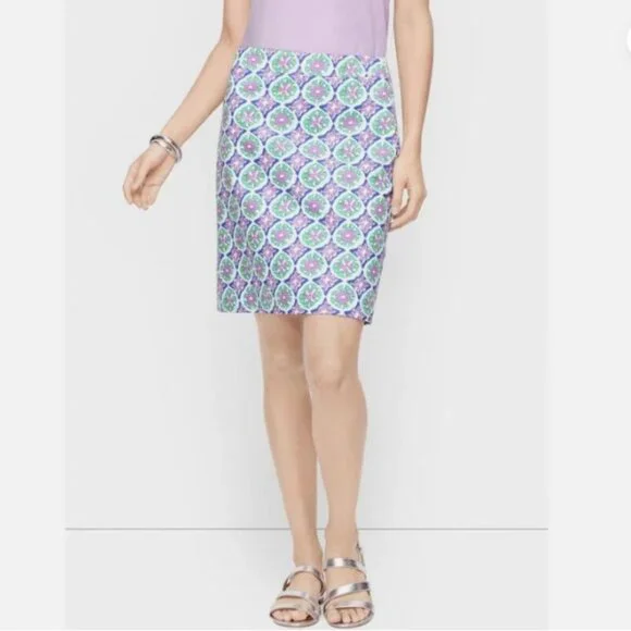 Talbots Purple Green Canvas A-Line Medallion Print Skirt - 12 - Picture 2 of 11